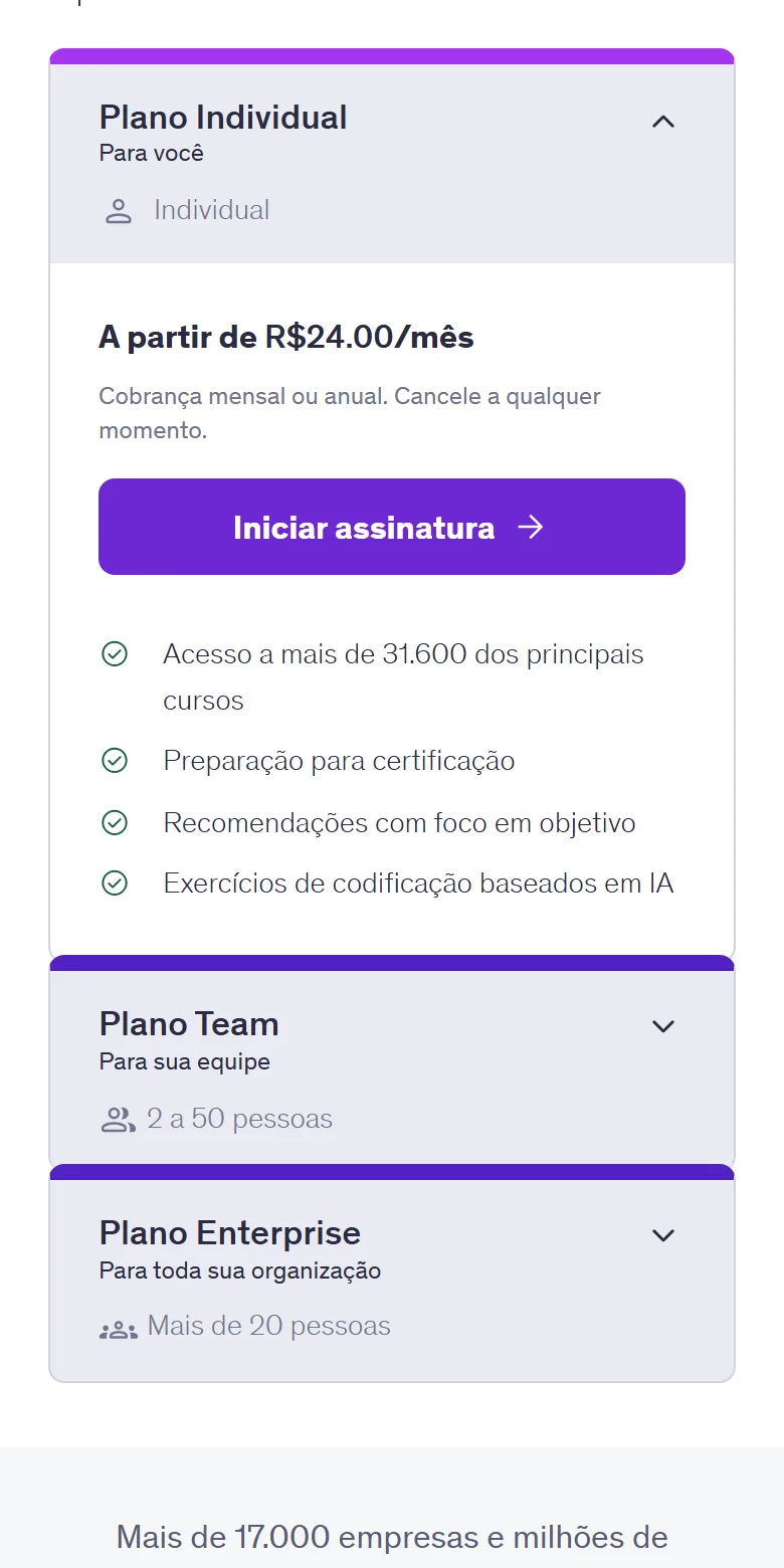 Página de preço da Udemy no celular, lida em 16 de outubro de 2026